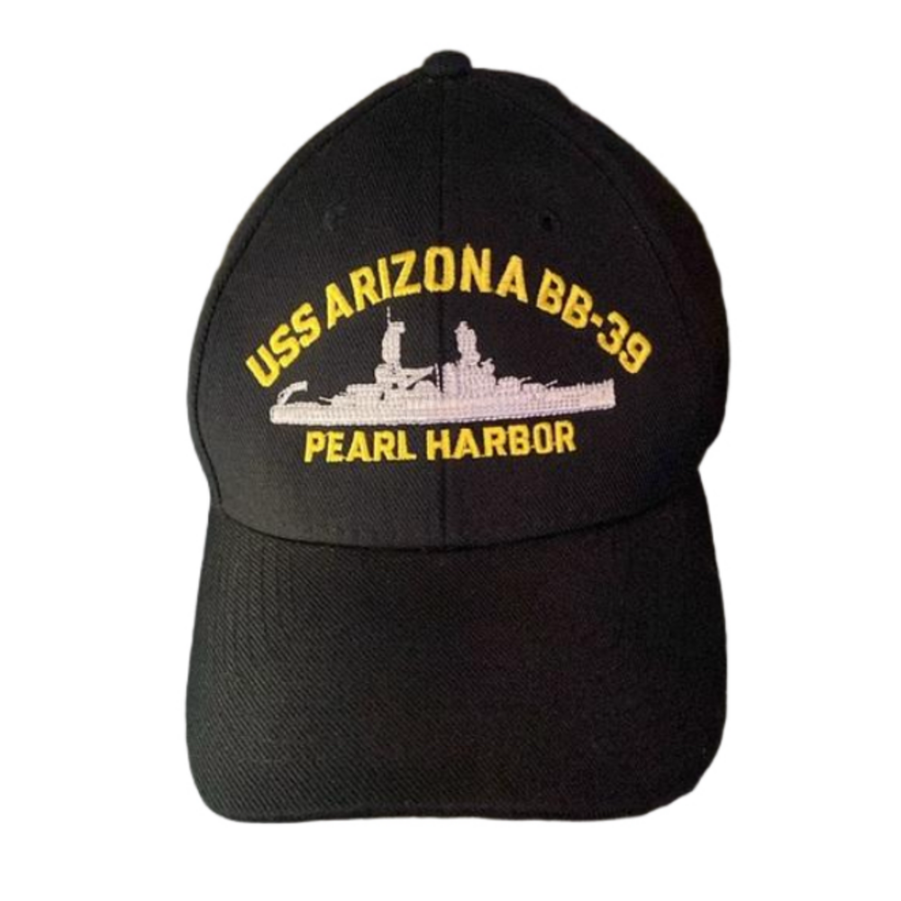 USS ARIZONA BB-39 Pearl Harbor Hat Cap Black Snap Back USA